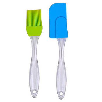 Набір силіконової лопатки та пензлика з прозорою ручкою 17,5 см, 16 см X3-43 в упаковці 2 шт