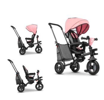 Дитячий триколесний велосипед з батьківською ручкою розжевий для дівчинки Lionelo Tris CANDY ROSE/GREY Польща