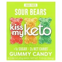 Kiss My Keto, Gummy Candy, кислые мишки, 8 пакетиков, 25 г (0,88 унции) Киев