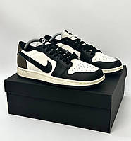 Чоловічі кросівки Nike Air Jordan 1 Low black white brown найк аир джордан низкие