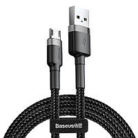 Кабель для зарядки Baseus Cafule Cable нейлоновый USB-micro USB QC3.0 2.4A 0.5M Black/Grey (CAMKLF-AG1)