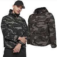 Анорак тактический Brandit Windbreaker Darkcamo, куртка на флисе военная, водонепроницаема теплая ветровка