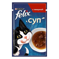 Влажный корм Purina Felix Soup для кошек, суп с говядиной, 48 г х 30 шт