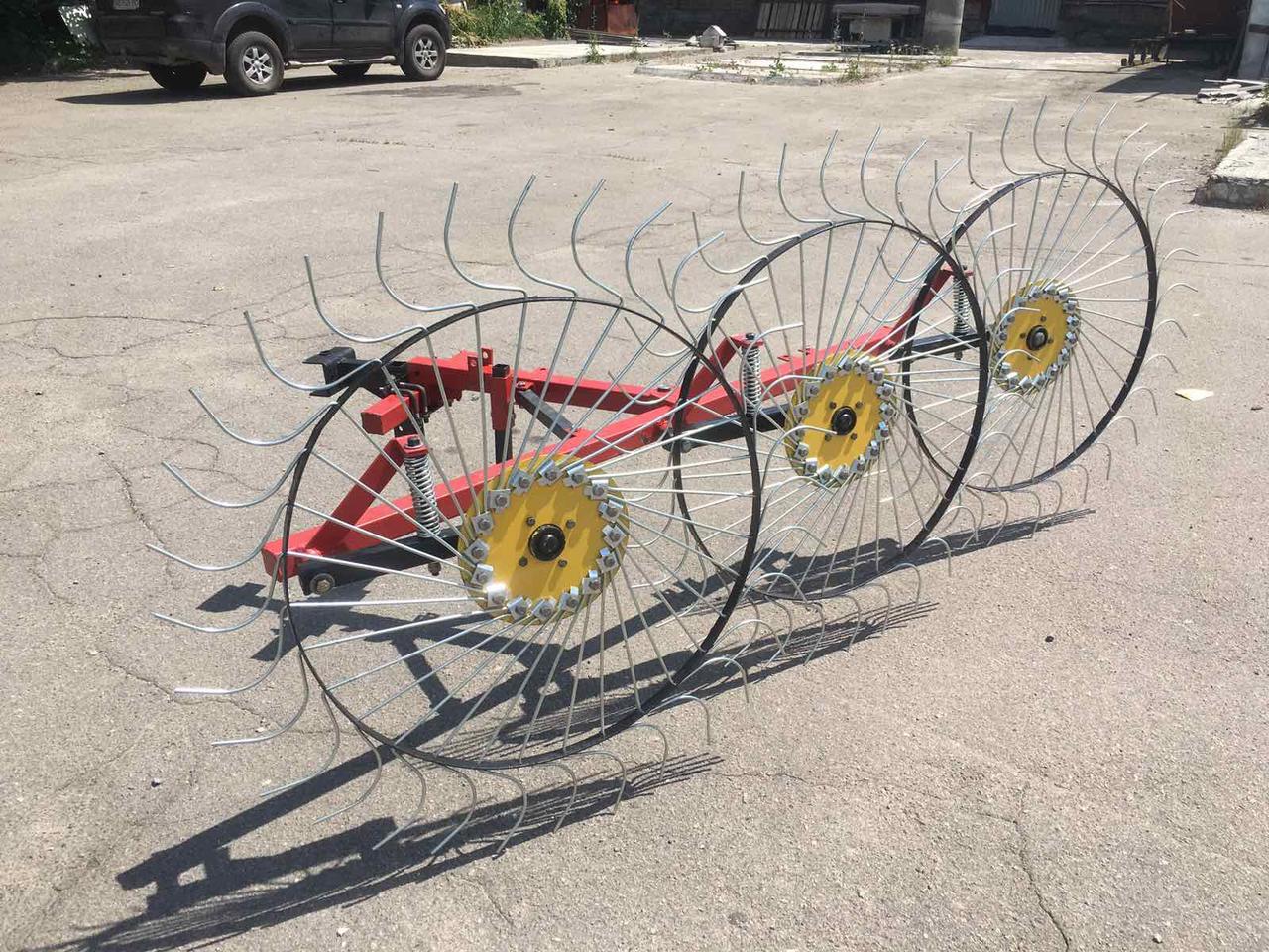 Граблі сіна Сонечко на 3 колеса (спиця 6 мм) для мотоблока та мототрактора (1Т), фото 1