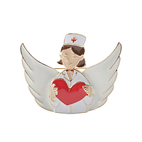 Брошки медицинские Врач-ангел с блестками