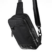 Мужская сумка слинг через плечо Leastat LT9010 черная