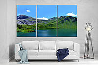 Модульная картина на холсте ProfART XL94 из трех частей 167 x 99 см Озеро в горах (hub_KHmB68 CM, код: 1225930