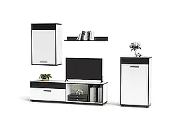 Дизайнерська стінка у вітальню з ТВ тумбою Відкритою навісною полицею Підлогою та настінним шафою з ЛДСП