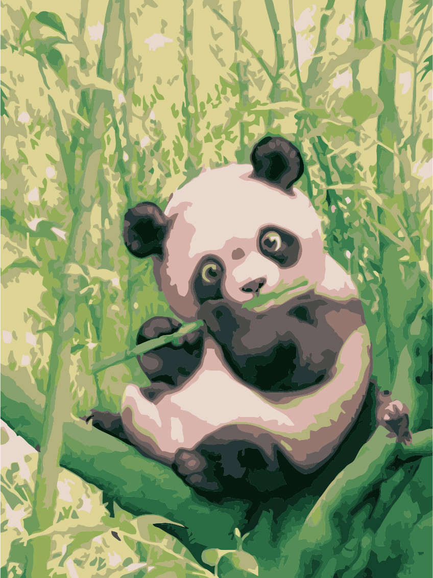 Картина за номерами на полотні Ідейка "Забавна панда" (KHO2440) 30 х 40 см (без коробки)