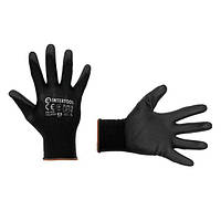 Перчатка трикотажная,синтетическая,черного цвета, с полиуретановым покрытием,9" INTERTOOL SP-0168