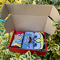 Набор носков женских на подарок высоких весна-осень с красочным мультяшным принтом 3 пары 36-41 Mр