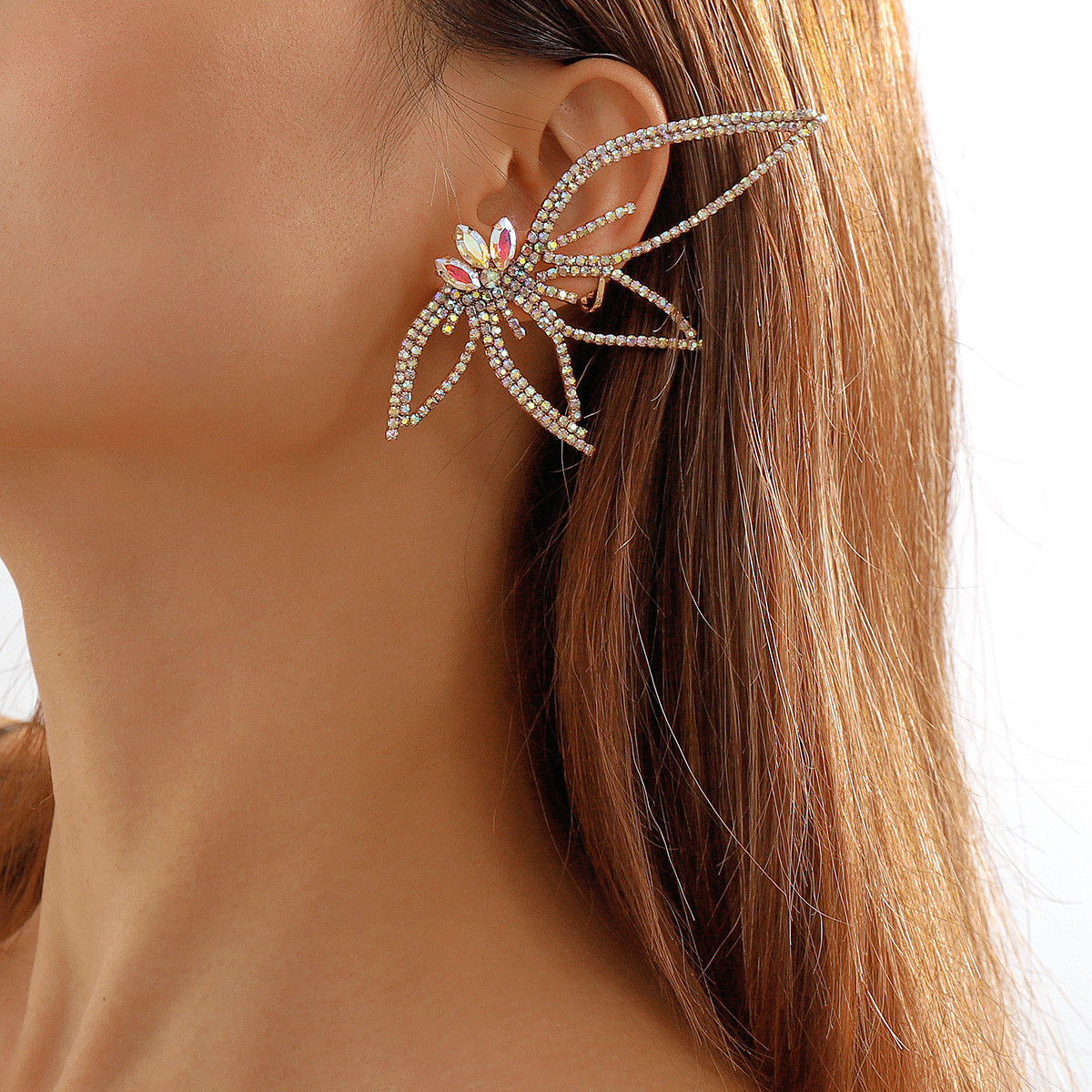 Сережок-кафа з гвоздиком Квітка золотиста, біжутерія, жіночі сережки,FS-2145,1