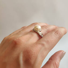 Срібне кільце SilverBreeze з натуральними перлами баричним 5.7ct (2130215) 18 2130215-17, 4.44, 17", фото 4