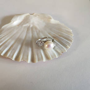 Срібне кільце SilverBreeze з натуральними перлами баричним 5.7ct (2130215) 18 2130215-17, 4.44, 17", фото 5