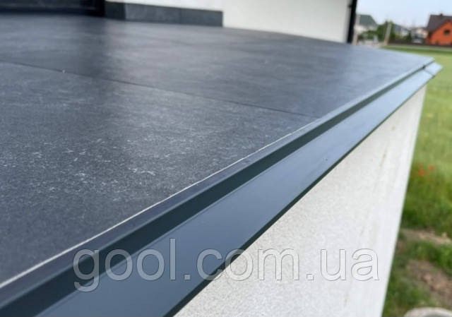 алюминиевый капельник отлив на балкон открытую террасу под плитку цвет графит антрацит серый