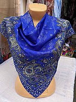 Женский платок с серебристым узором шелк размер 80-80 см Китай цена оптом