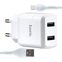 СЗУ Hoco N7 Speedy dual port charger set Lightning ( EU ) White