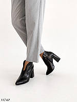 Демисезонные женские ботильоны на каблуке =NA= , цвет: черный материал: натур. кожа (наплак)