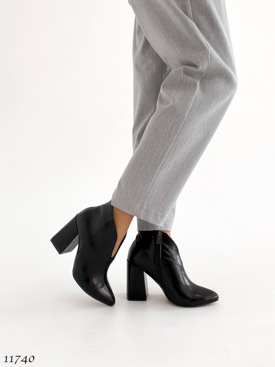 Демисезонные женские ботильоны на каблуке =NA= , цвет: черный материал: натур. кожа (наплак) - фото 6 - id-p1937103668