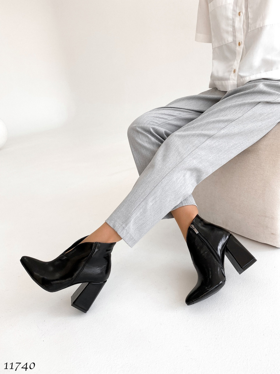 Демисезонные женские ботильоны на каблуке =NA= , цвет: черный материал: натур. кожа (наплак) - фото 9 - id-p1937103668