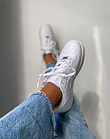 Женские кроссовки Nike Air Force 1 Low Classic White Premium (белые) демисезонные модные кеды 2543