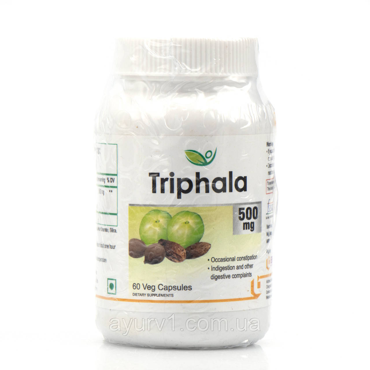 Трифала, Трипхала Triphala 500 mg Biotrex 60 veg.capsules для очищення кішківника, від запорів
