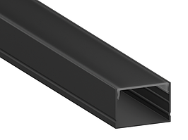Алюмінієвий профіль для світлодіодної стрічки АЛ-48 2 метра чорний накладний чорний диффузор LEDUA