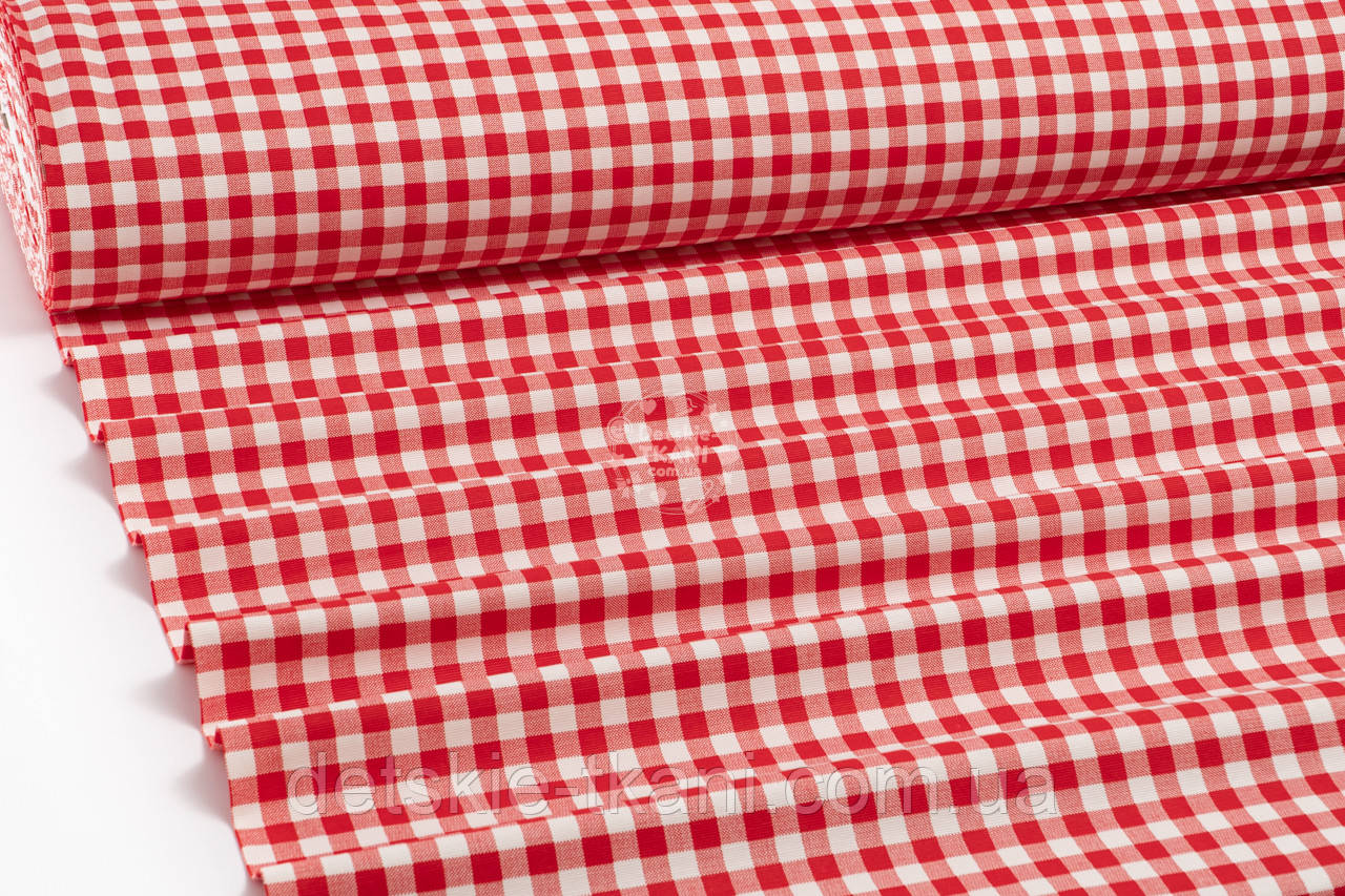 Тканина Duck "Велика червона клітинка віші", фото 1