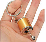Дизайнерський брелок, мініатюра — "Коробка передач із кулісою", золотистий колір, фото 3