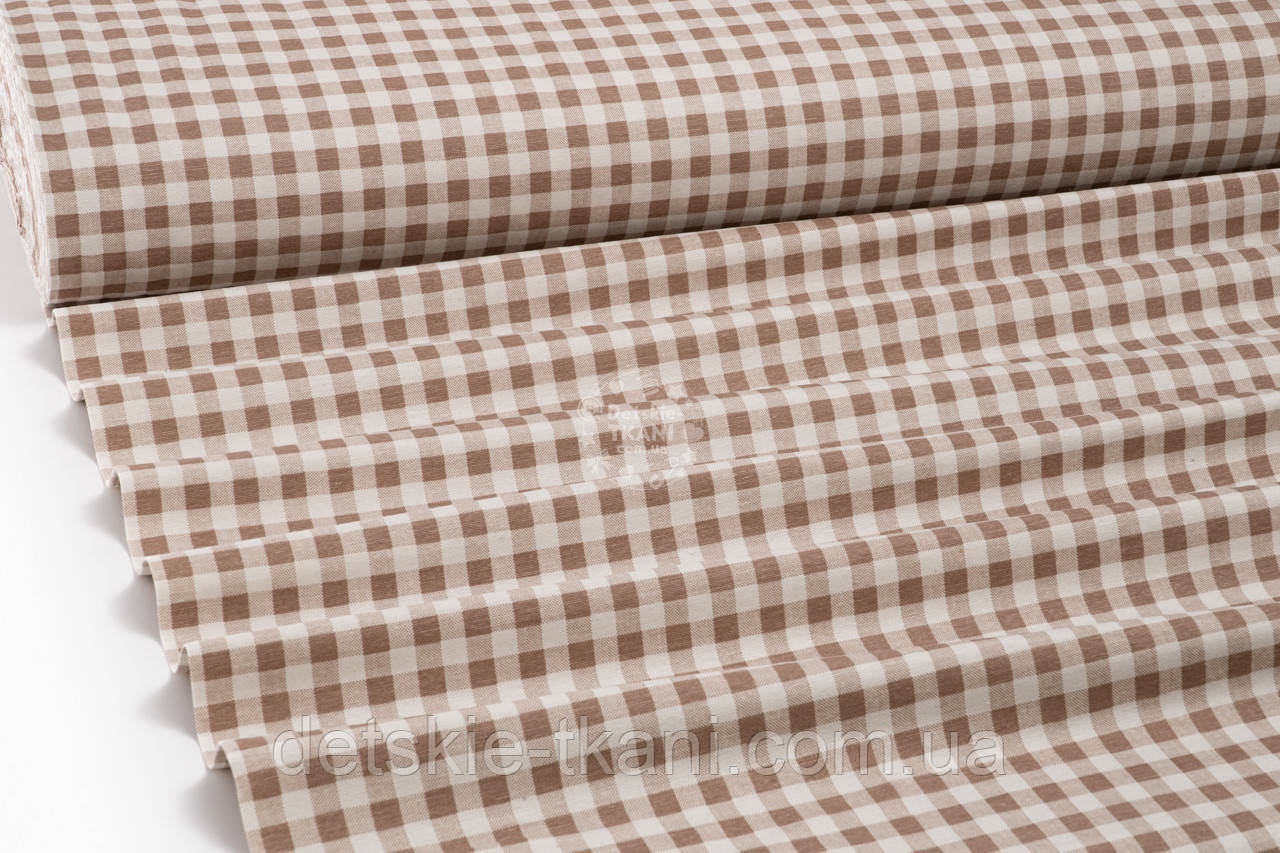 Тканина Duck "Велика світло-коричнева клітинка віші", фото 1
