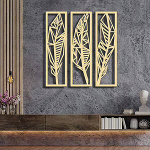 Панно 3D декоративне з об'ємом 15 мм для стін, Тропічне листя 60 х 51 см ванильне