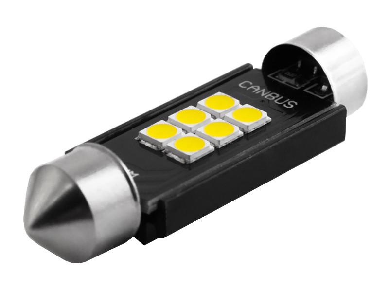 Світлодіодна авто лампа S85-41mm-6smd 3020 обманка 12-24V білий LEDUA