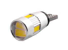 Світлодіодна авто лампа T10-5630-6smd з лінзою обманка білий 12V LEDUA