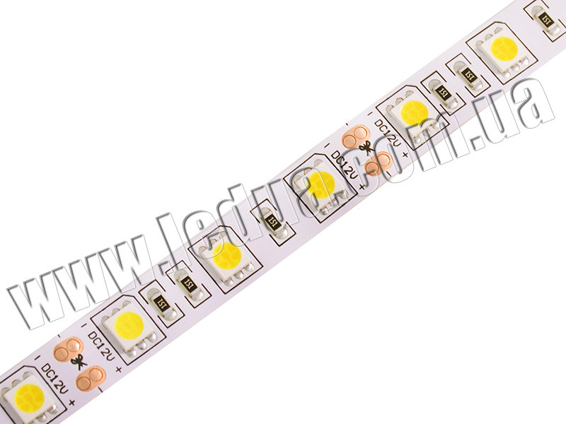 Світлодіодна стрічка 5050-60led-10mm-24V 14,4W/m IP20 білий LEDUA