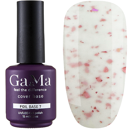 Камуфлювальна база GaMa Cover Foil Base №007, 15 мл молочна з ніжно-рожевою поталлю, фото 2