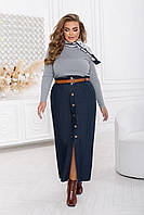 Джинсовая юбка миди большого размера Ткань джинсовый коттон Размеры: 46-48, 50-52, 54-56, 58-60, 62-64, 66-68