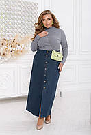 Джинсовая юбка миди большого размера Ткань джинсовый коттон Размеры: 46-48, 50-52, 54-56, 58-60, 62-64, 66-68