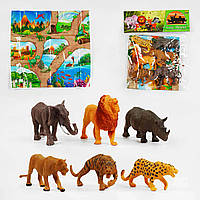 Набір іграшкових диких тварин з ігровим полем, 6 фігурок