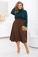 Женская юбка в стиле А-силуэта с поясом в комплекте Размер 46-48, 50-52, 54-56, 58-60, 62-64, 66-68