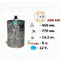 Медогонка 2-х рамочная не поворотная нержавеющая AISI 430 без підставки с эл. приводом 12 В