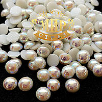 Керамічні термоклейові напівперли 6 мм Ivory AB (Упаковка 50 шт.)