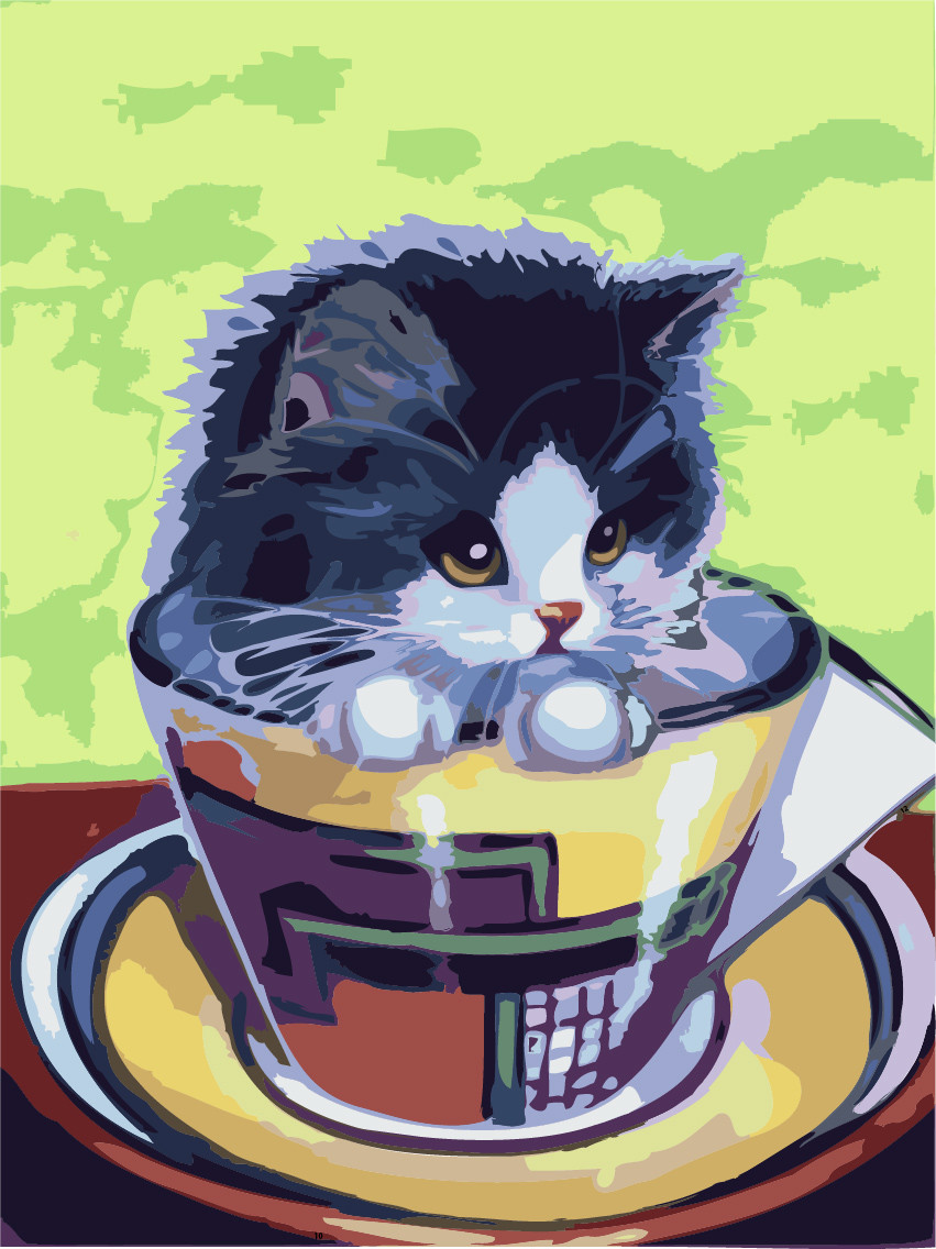 Картина розмальовка за номерами Ідейка "Кошеня в чашці" (KHO2451) 30 х 40 см (без коробки)