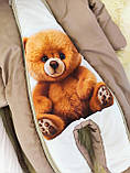 Зимовий комплект для новонароджених дітей спальник + комбінезон, принт рудий Ведмедик, фото 5