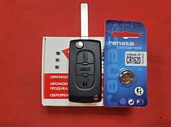 Ключ Citroen викидний корпус 3 кнопки + мікрики 3 шт. + батарейка Renata CR1620
