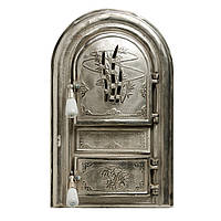 Дверка спаренная чугунная со стеклом "Пламя блеск" (Румыния)