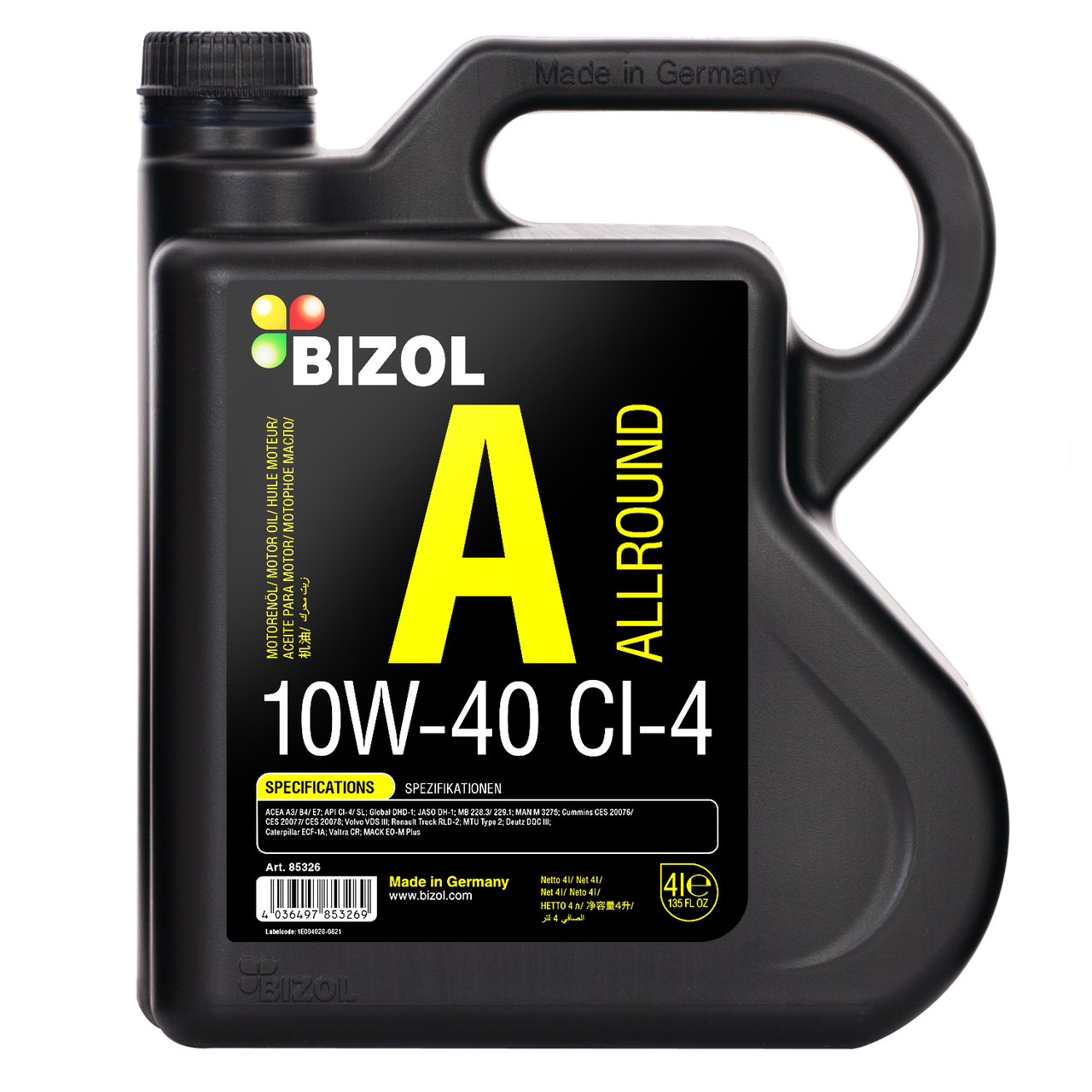 BIZOL Allround 10W-40 CI-4 4л (B85326) Напівсинтетичне дизельне моторне масло