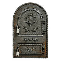 Дверка спаренная чугунная "Герб арка керамика" (Румыния)