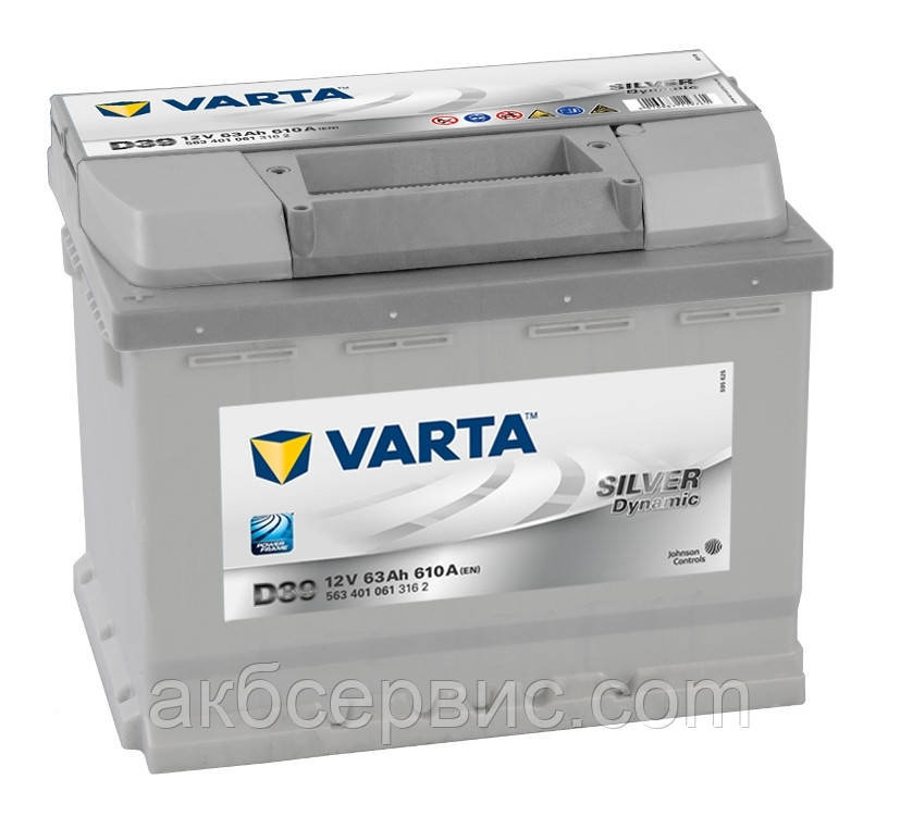 Акумулятор автомобільний Varta 6СТ-63 SILVER dynamic (D39), фото 1