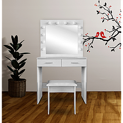 Дизайнерський гримерный туалетний столик косметичний для візажу з табуретом макияжний столик білий Bonro-B100