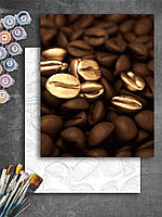 ЗОЛОТА Картина за номерами колекції "Art Millennium" АМ-0462 на полотні із золотими фарбами "КАВА. Зерна кави" 40*50см